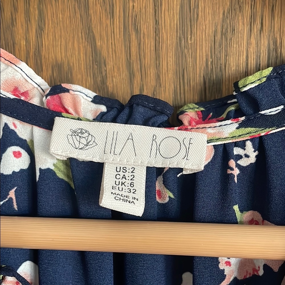 Navy & Pink‎ Floral Dress - Picture 4 of 4